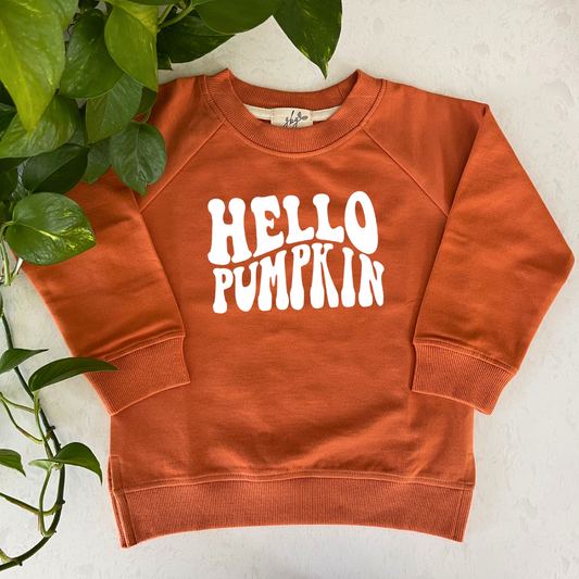 Hello Pumpkin Organic Pullover in Pumpkin
