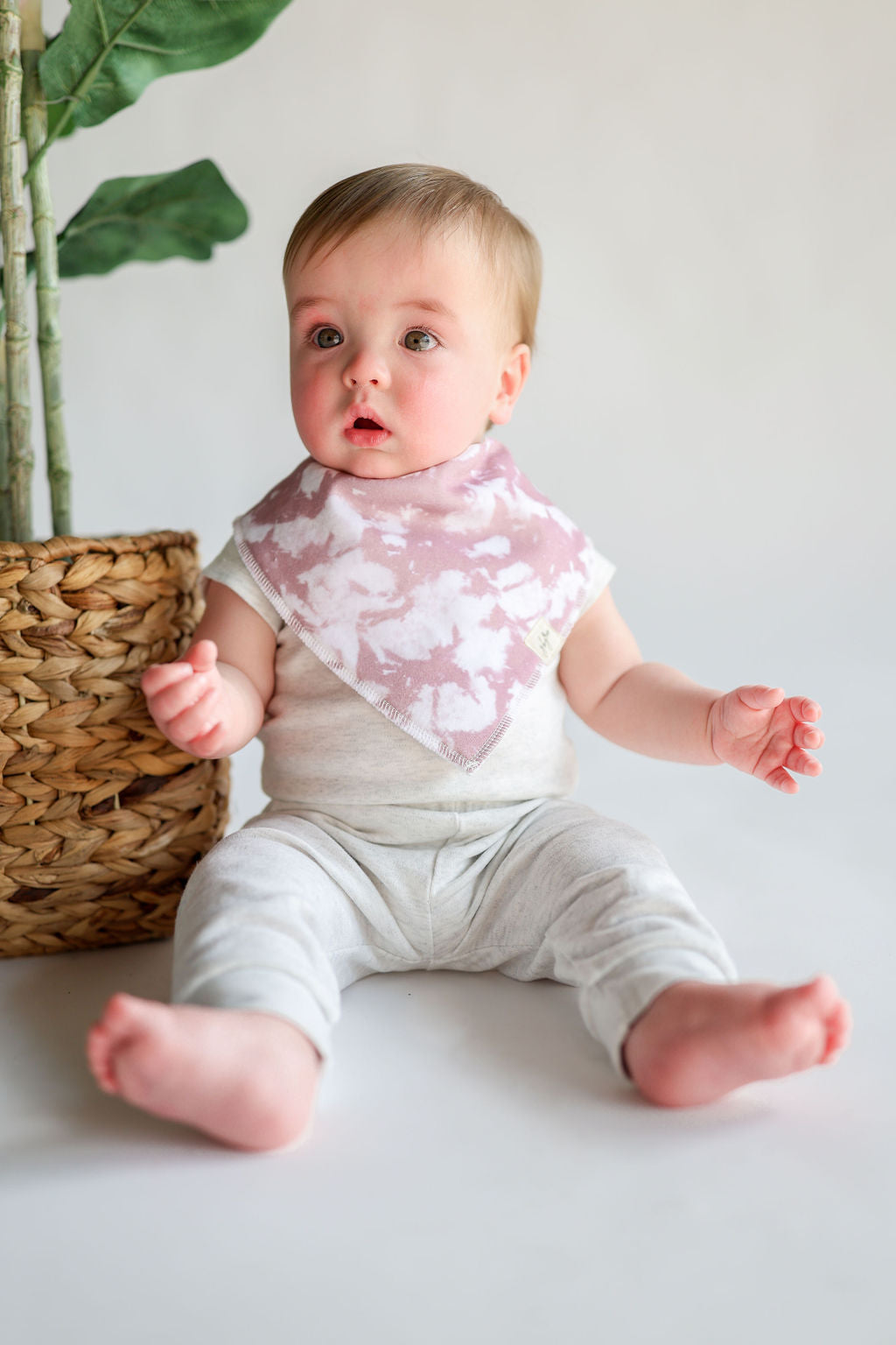 Organic Bandana Bib in Berry Tie Dye