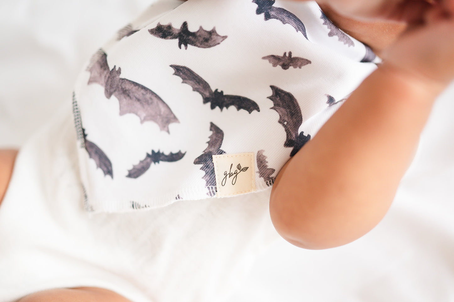 Organic Bandana Bib in Busy Bats