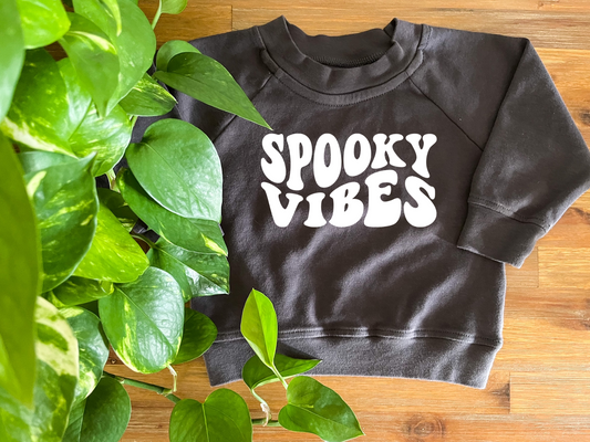 Spooky Vibes Organic Pullover in Charcoal