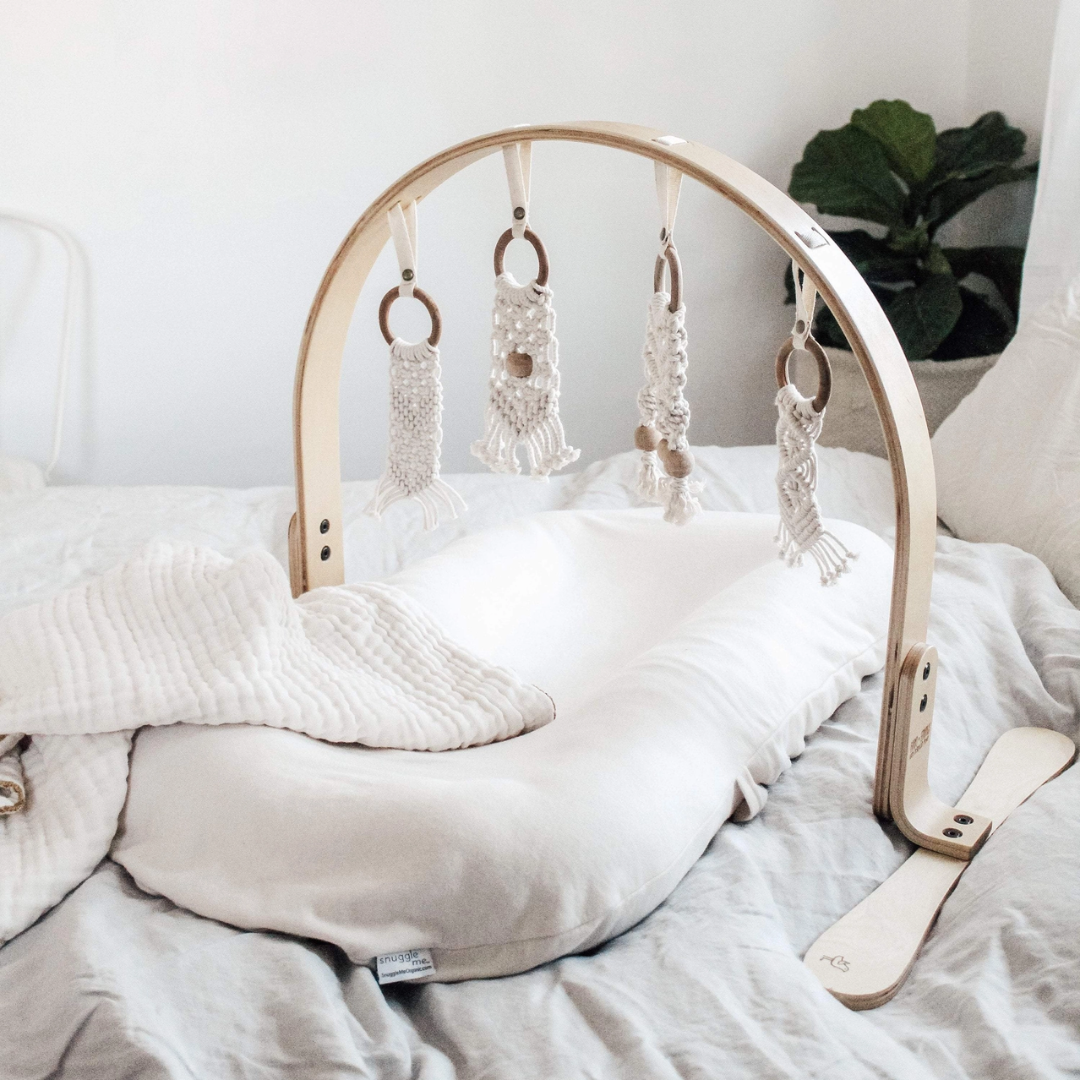 Finn + Emma Natural Wood and Organic Macrame Play Gym