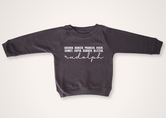 Reindeer Names Organic Toddler Pullover