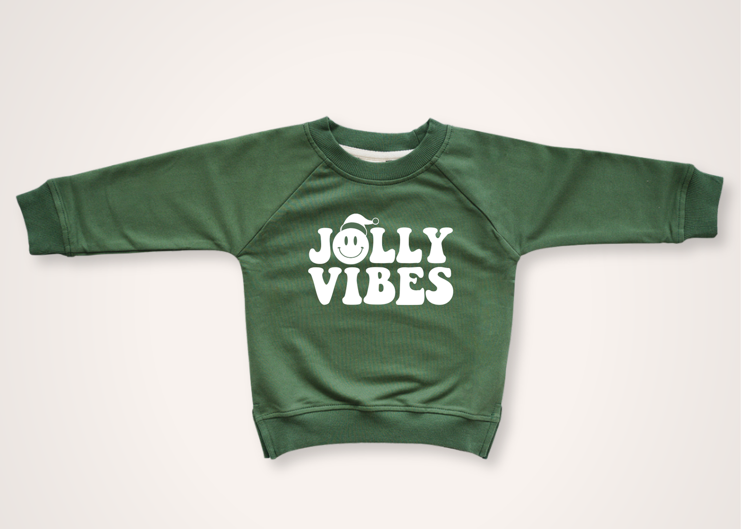 Jolly Vibes Organic Toddler Pullover in Evergreen (Overstock)