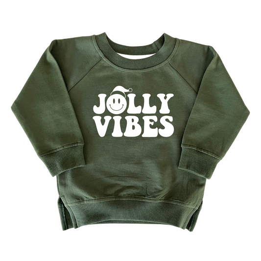 Jolly Vibes Organic Pullover in Evergreen