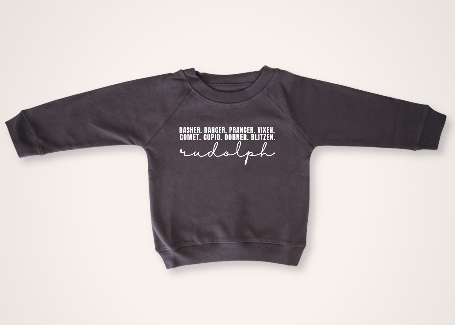 Reindeer Names Organic Toddler Pullover in Charcoal (Overstock)