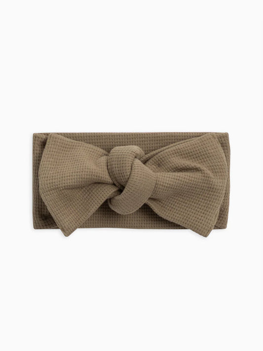 Organic Waffle Bow Headband in Spruce