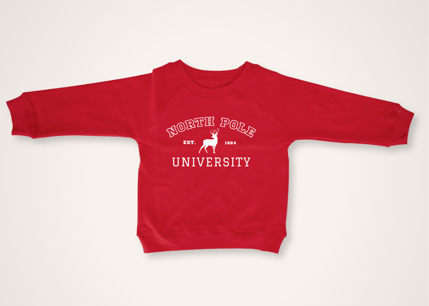 North Pole University Organic Toddler Pullover in Poppy (Overstock)