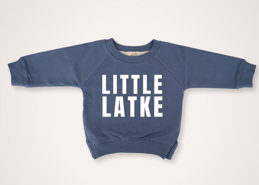 Little Latke Organic Toddler Pullover in Harbor (Overstock)