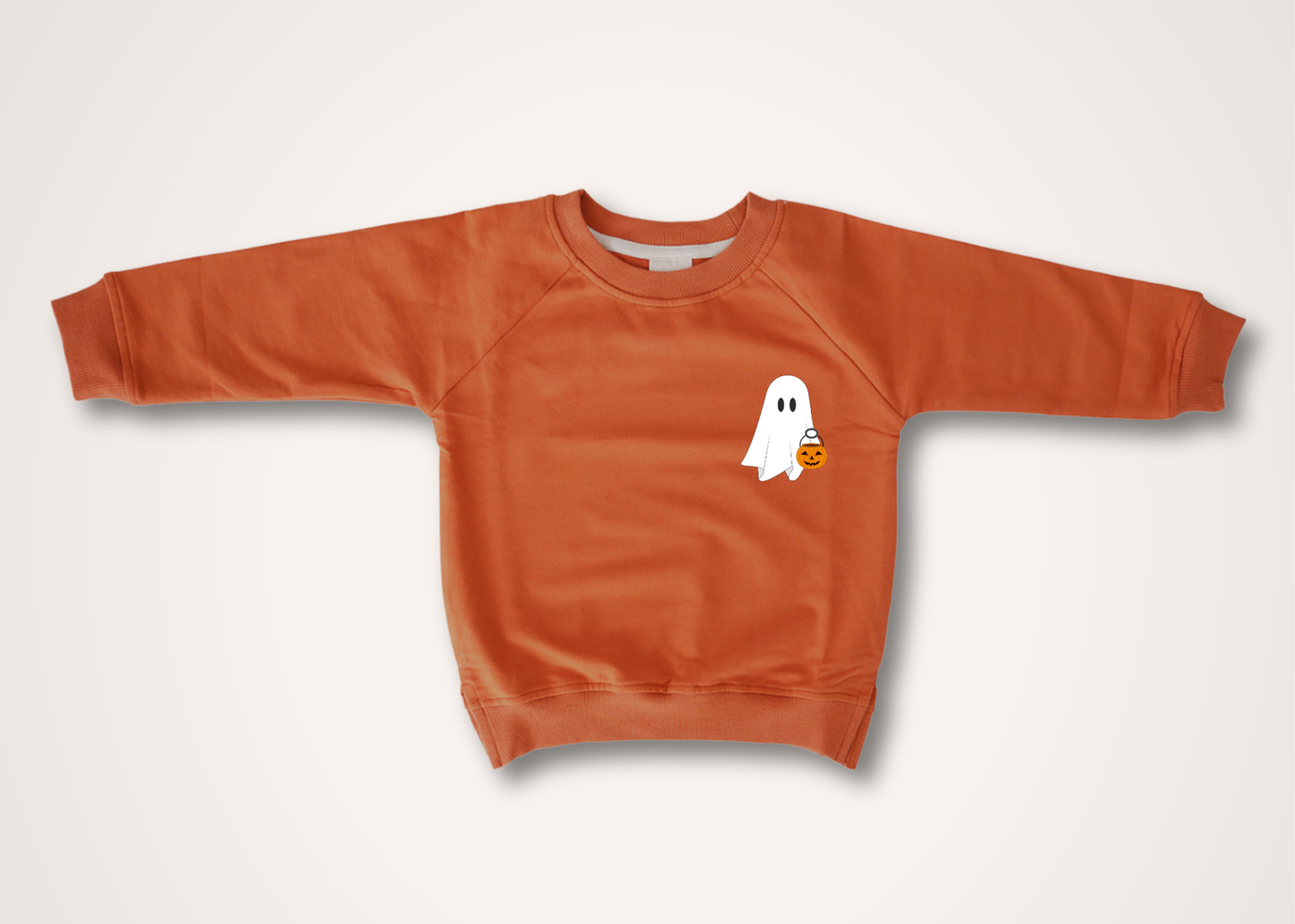 Ghostie Organic Toddler Pullover in Pumpkin (Overstock)