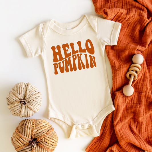 Hello Pumpkin Organic Bodysuit in Natural