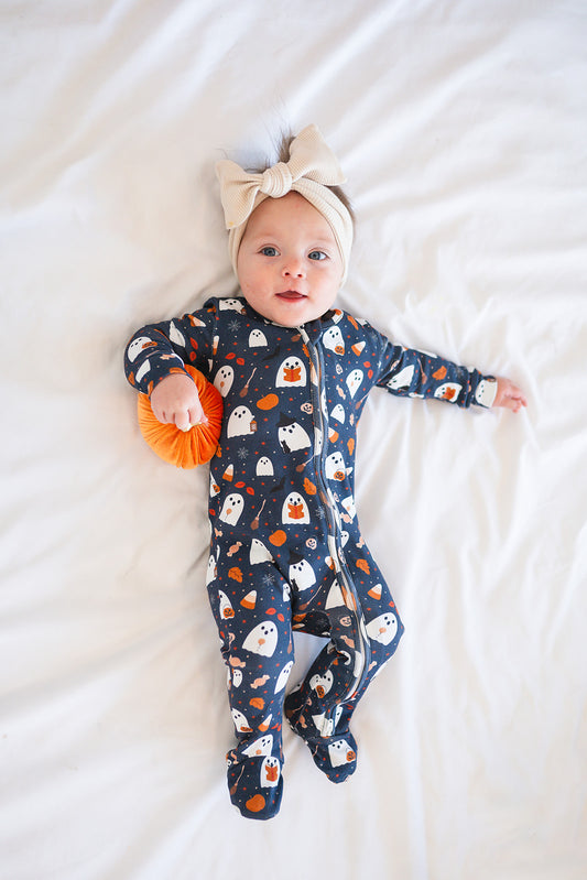 Organic Footed Sleeper in Boo Buddies X Ellie Jade Co. Collab