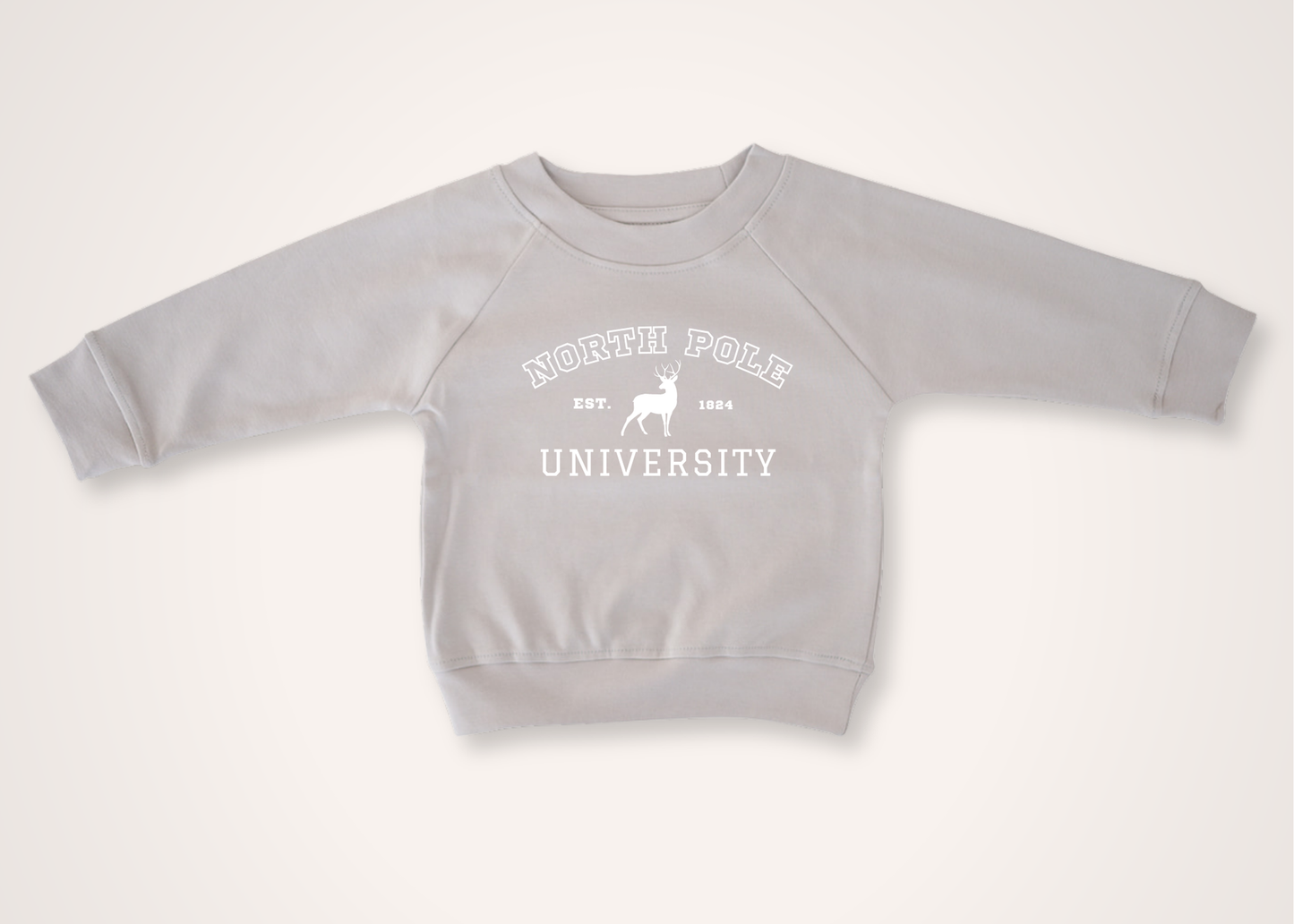 North Pole University Organic Toddler Pullover in Fog (Overstock)