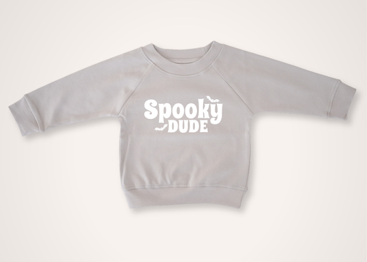 Spooky Dude Organic Toddler Pullover in Fog (Overstock)