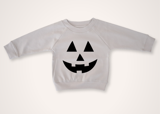 Jack-O-Lantern Organic Toddler Pullover in Fog (Overstock)