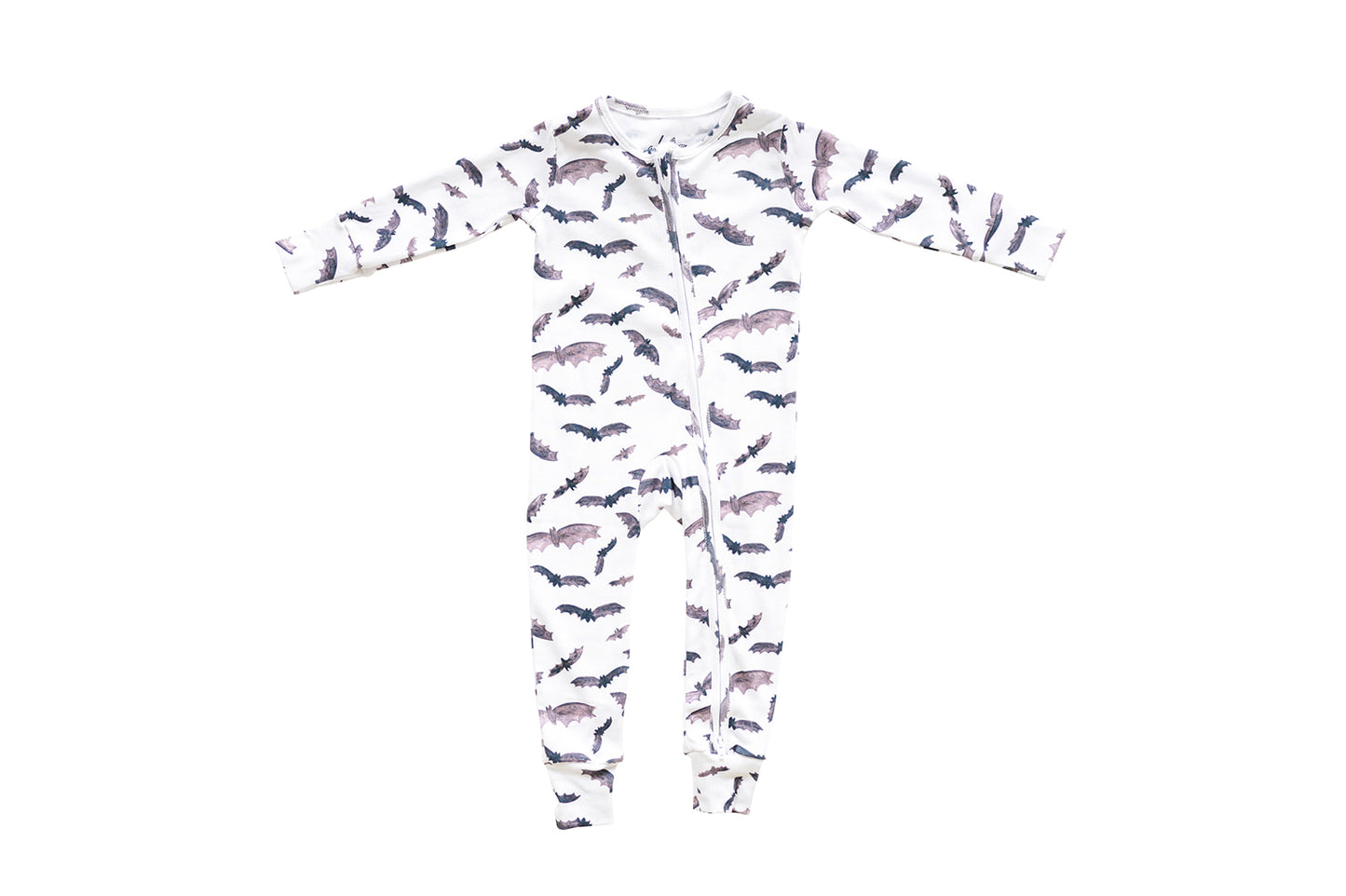 Organic Zip Romper in Busy Bats