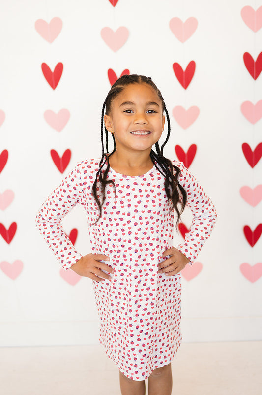 Organic Cotton Toddler Housedress in Lovebug