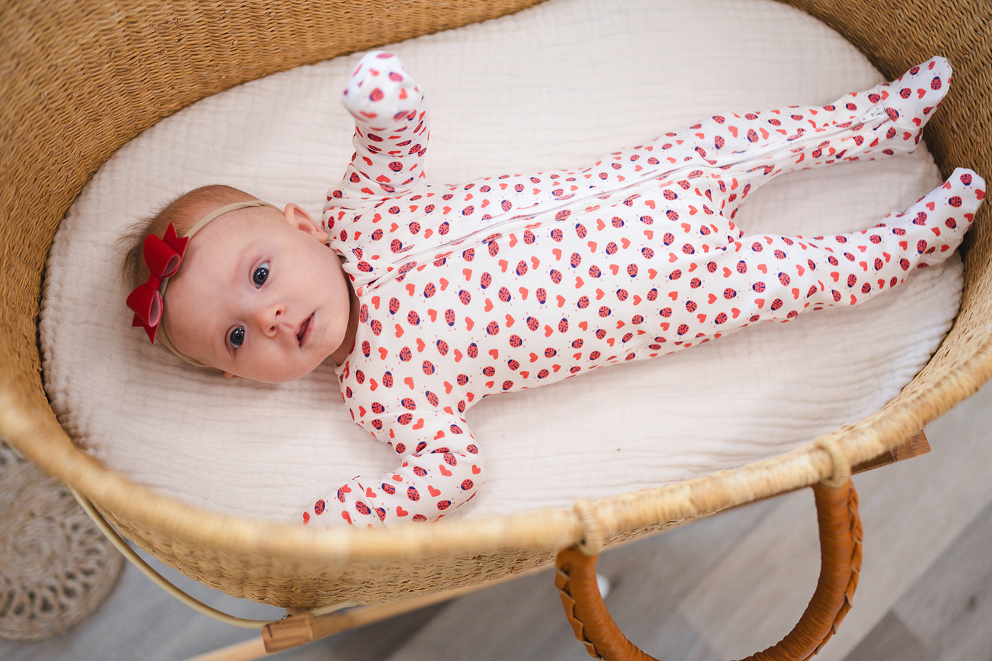 Organic Footed Sleeper in Lovebug