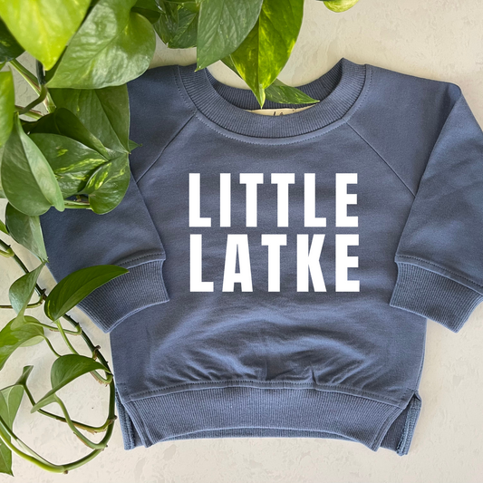 Little Latke Organic Pullover in Harbor