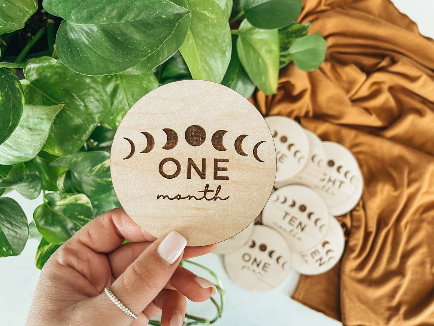 Lunar Phases Wood Milestone Markers