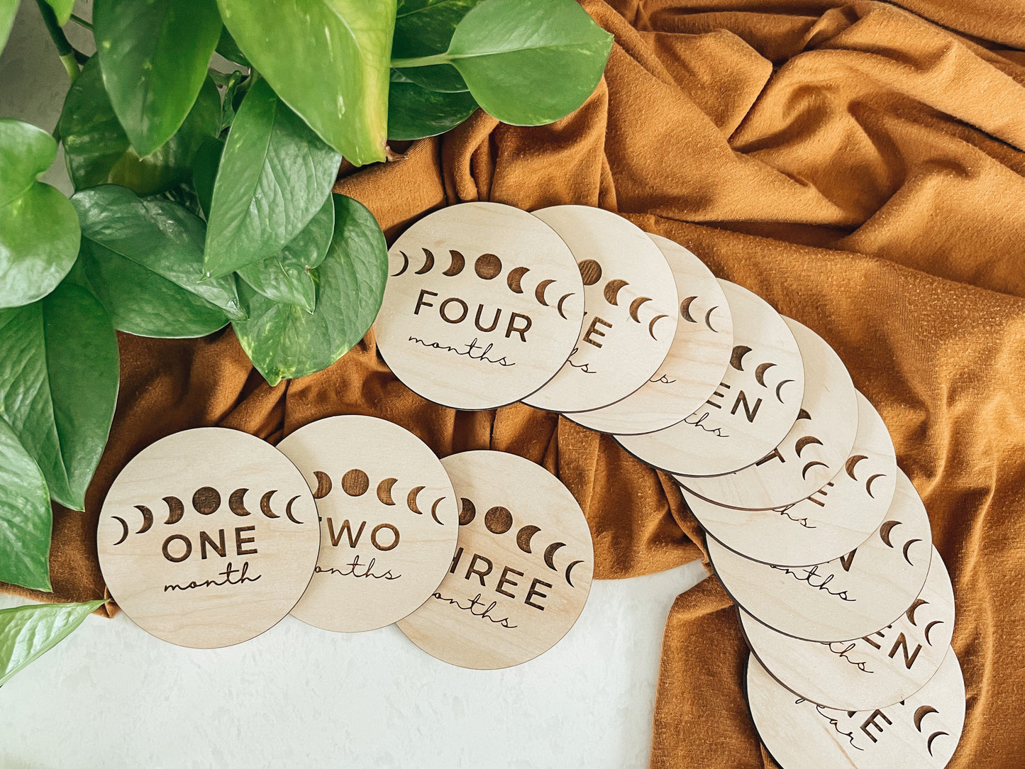 Lunar Phases Wood Milestone Markers