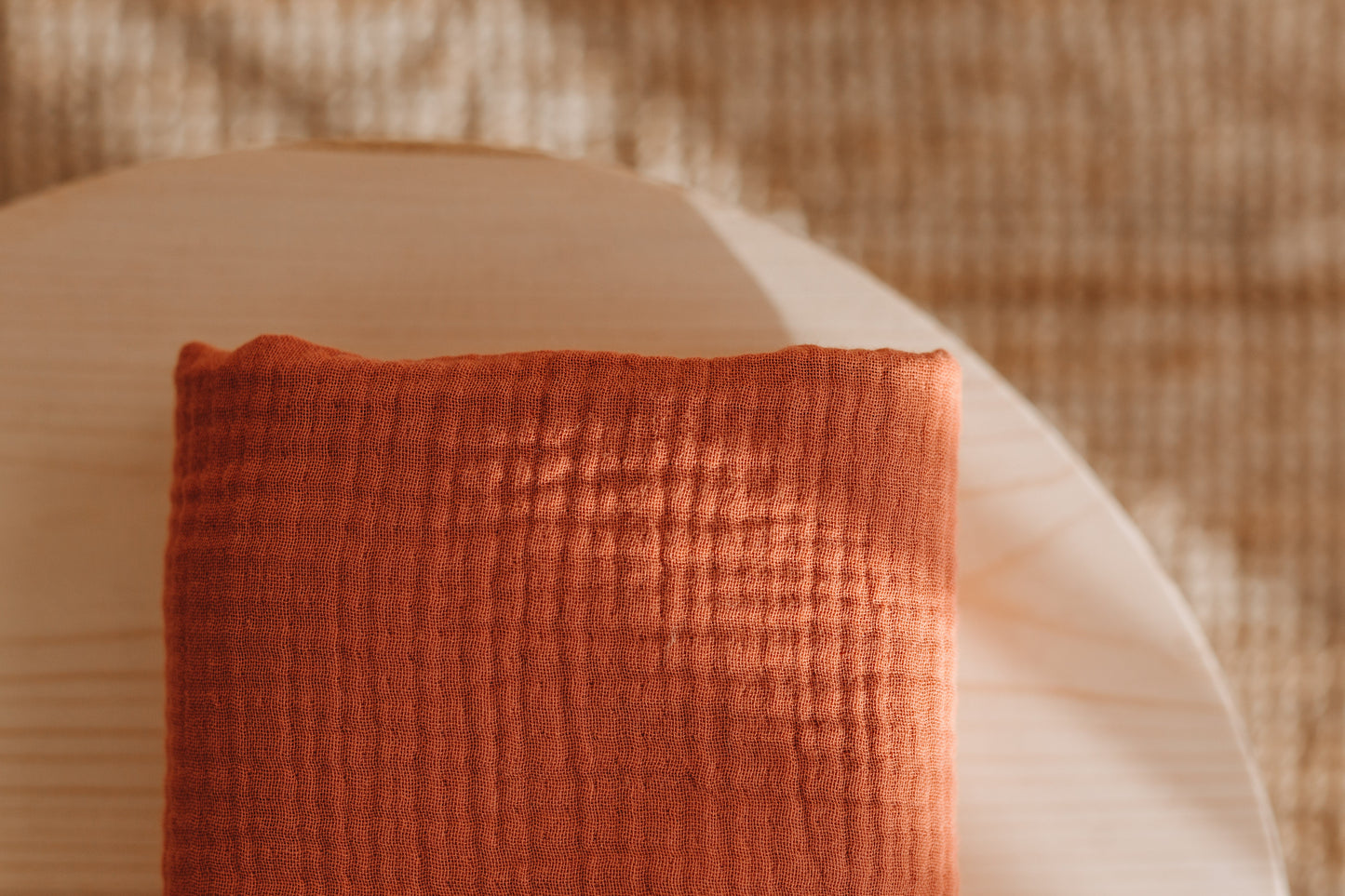 Organic Cotton Muslin Blanket in Rust